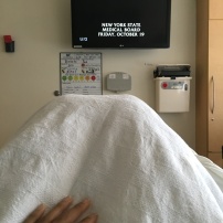 Watching Law & Order from my hospital bed after the arteriogram.